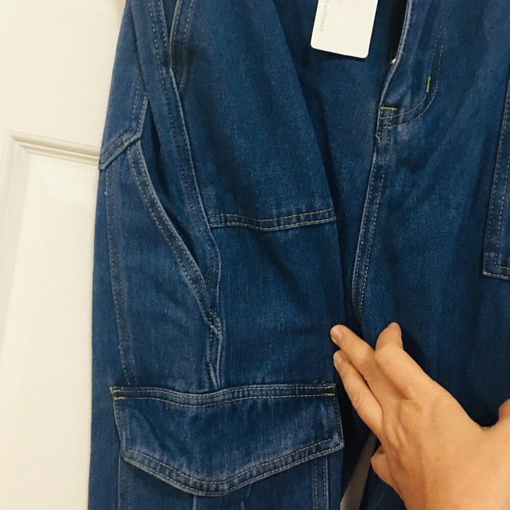 2XL Unisex Cargo Denim Pants – Wide Leg, Multi‑Pocket, Straight Fit - Picture 5 of 13